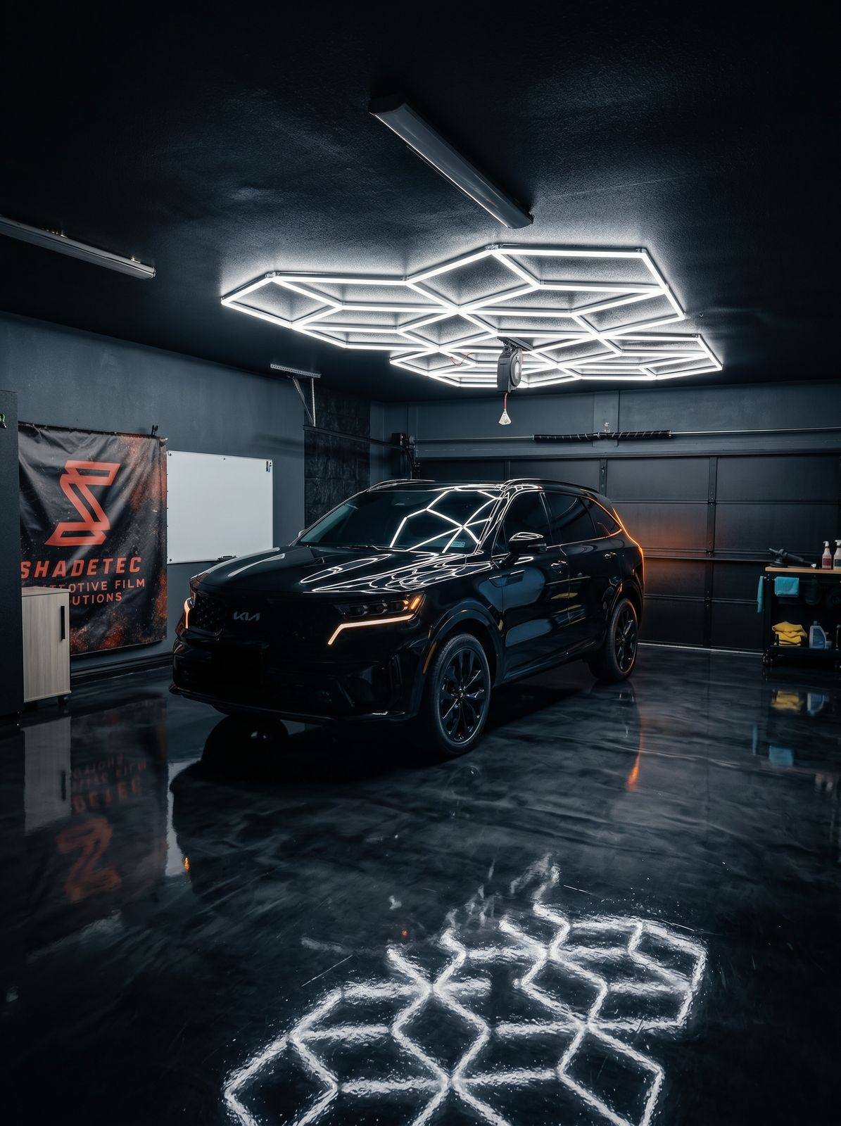 Precision window tint edges on a finished vehicle
